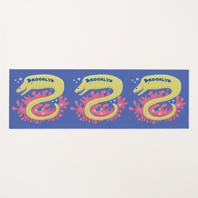 Esterilla De Yoga Ilustracion personalizado gracioso de moray verde (Anverso (horizontal))