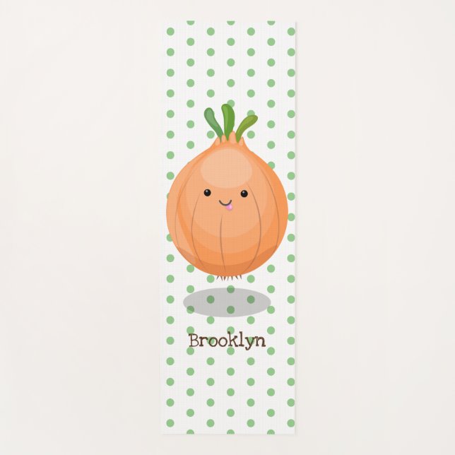 Esterilla De Yoga Ilustracion personalizado verde de cebolla marrón  (Anverso)