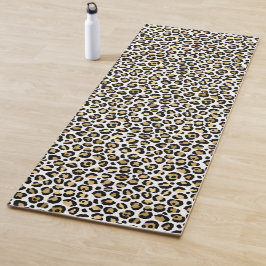 Esterilla De Yoga Impresión de leopardo negro dorado