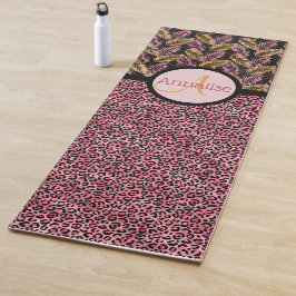 Esterilla De Yoga Impresión de leopardo negro rosado y helados de or