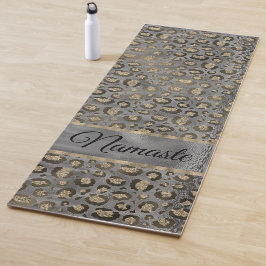 Esterilla De Yoga Impresión de leopardo Purpurinoso sobre gris brill