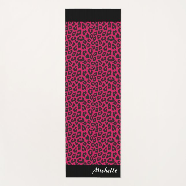 Esterilla De Yoga impresión de leopardo rosa personalizada (Anverso)