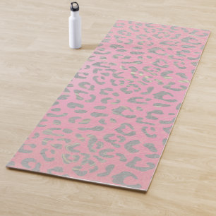 Esterilla De Yoga Impresión de leopardo rosado de plata pastel