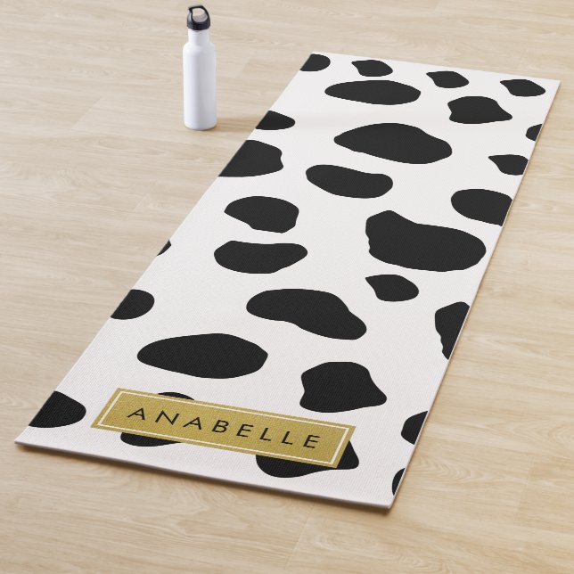 Esterilla De Yoga Impresión de vaca, Cuadros De Vaca, Blanco Y Negro (In situ)