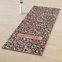 Esterilla De Yoga Impresión personalizada de Leopardo de oro Rosa de