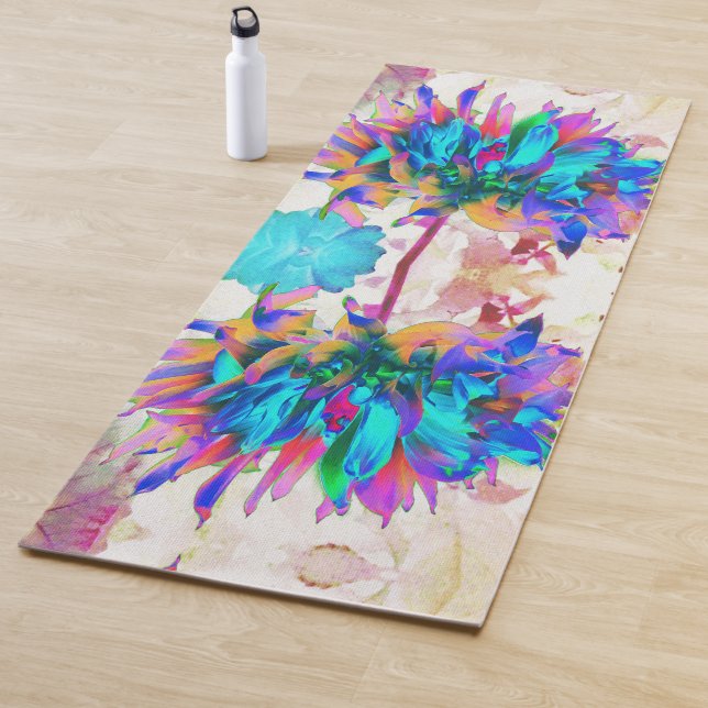 Esterilla De Yoga Impresionante acuarela Cactus Arcoiris Dahlia (In situ)