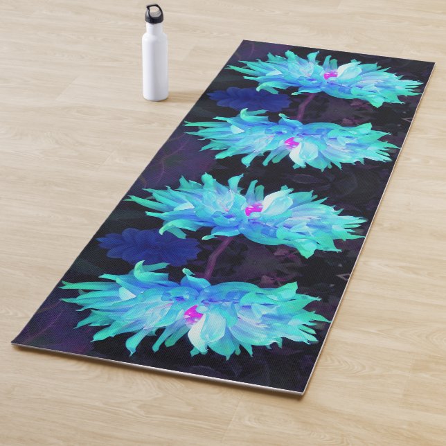 Esterilla De Yoga Impresionante Aqua Cactus Azul y Verde Dahlia (In situ)
