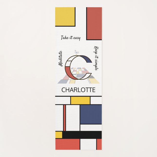 Esterilla De Yoga Increíble Neoplasticismo Art Monograma. Letra C (Anverso)