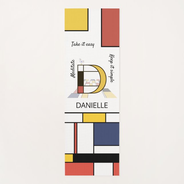 Esterilla De Yoga Increíble Neoplasticismo Art Monograma. Letra D (Anverso)
