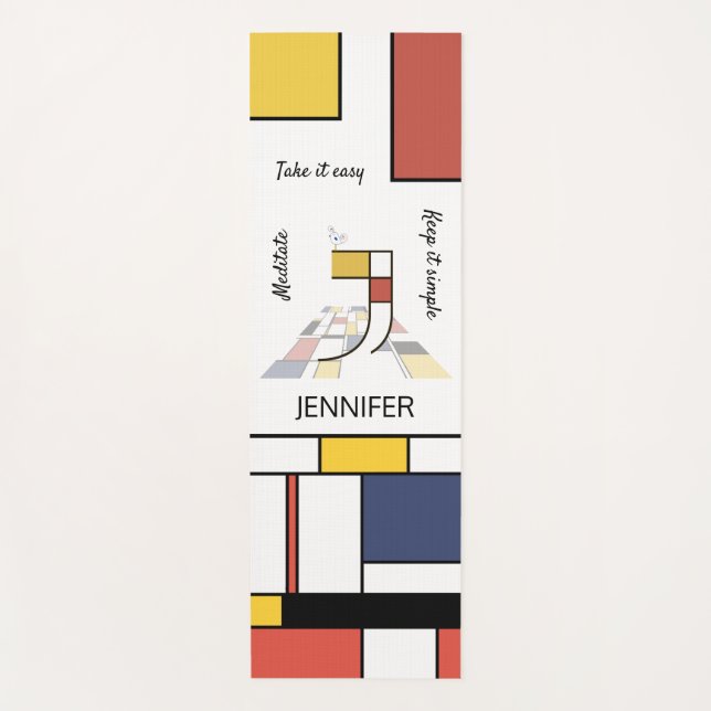 Esterilla De Yoga Increíble Neoplasticismo Art Monograma. Letra J (Anverso)