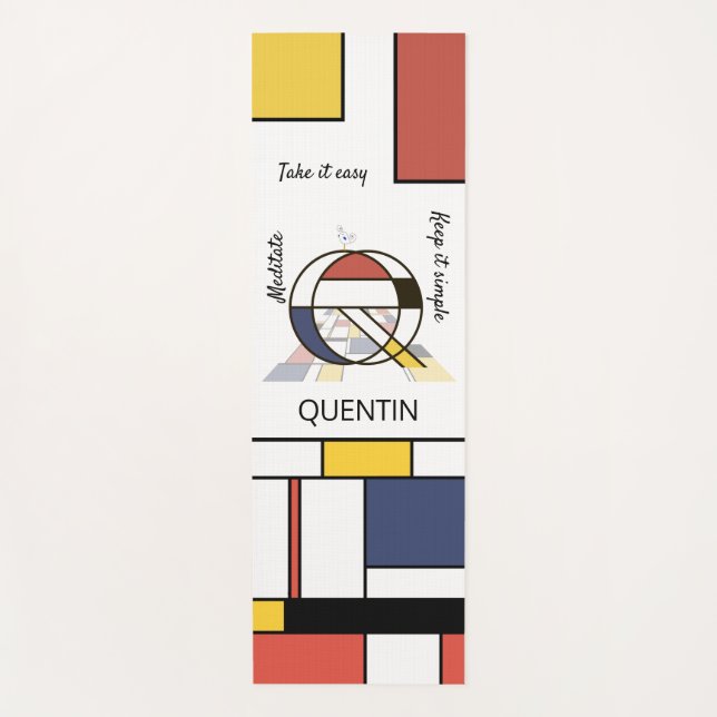 Esterilla De Yoga Increíble Neoplasticismo Art Monograma. Letra Q (Anverso)