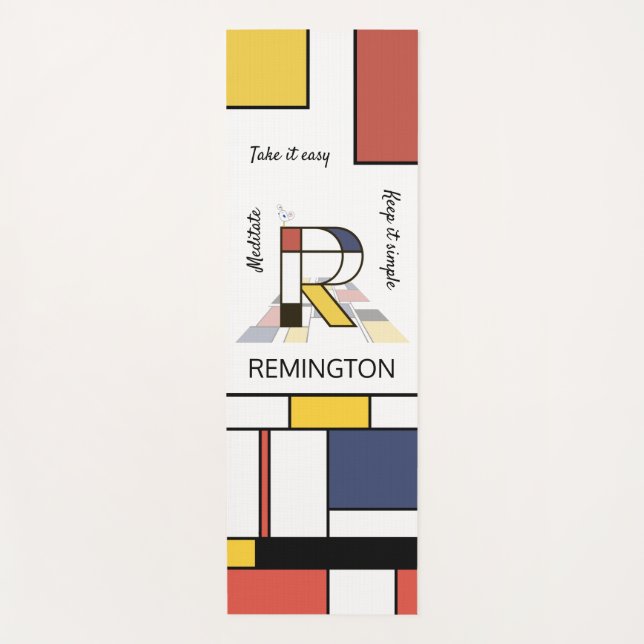 Esterilla De Yoga Increíble Neoplasticismo Art Monograma. Letra R (Anverso)