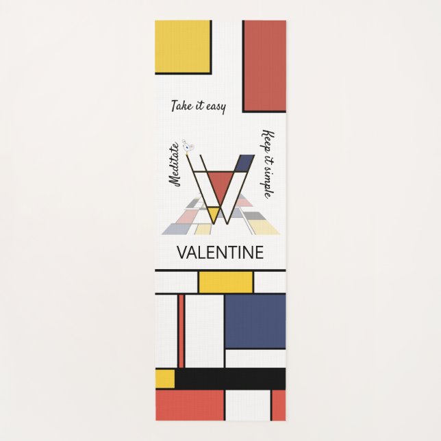 Esterilla De Yoga Increíble Neoplasticismo Art Monograma. Letra V (Anverso)