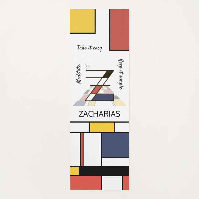 Esterilla De Yoga Increíble Neoplasticismo Art Monograma. Letra Z (Anverso)