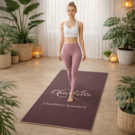 Esterilla De Yoga iniciales de monograma de arcilla marrón tierra