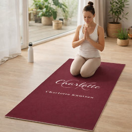 Esterilla De Yoga iniciales de monograma de Borgoña nombre