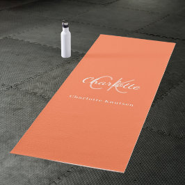 Esterilla De Yoga Iniciales de monograma en naranja coral nombre