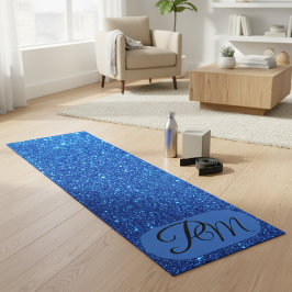 Esterilla De Yoga Iniciales de monograma personalizadas azul con bri