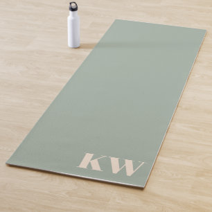 Esterilla De Yoga Iniciales de monograma personalizadas en verde sal