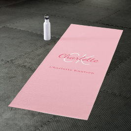 Esterilla De Yoga Iniciales de monograma rosa nombre