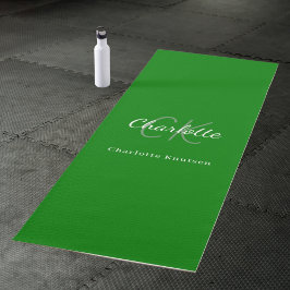 Esterilla De Yoga Iniciales de monograma verde nombre