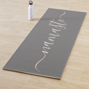 Esterilla De Yoga Iniciales de Namaste Rosa Gris Personalizado Rubor