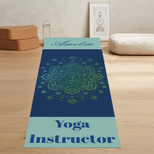 Esterilla De Yoga Instructora de Yoga Mandala Loto Sagrado Azul Mari