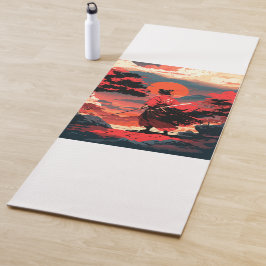 Esterilla De Yoga Japanese samurai warrior and retro sunset