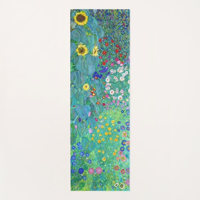 Esterilla De Yoga Jardín de granja con girasoles, Gustav Klimt (Anverso)