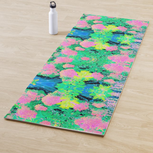 Esterilla De Yoga Jardín de hidrangea rosada con oliva amarilla (In situ)