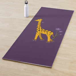 Esterilla De Yoga Jirafa patinadora divertida linda amarilla púrpura