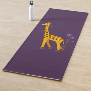 Esterilla De Yoga Jirafa patinadora divertida linda amarilla púrpura