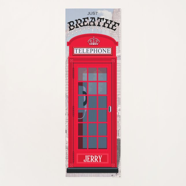 Esterilla De Yoga 'JUST BREATHE' Red London Phone Booth (Anverso)