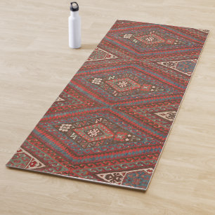 Esterilla De Yoga Kilim kurdo marrón oscuro oriental antiguo