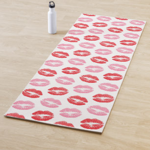 Esterilla De Yoga Labios Rojos y Rosados, Patrón de Labios, Pintalab