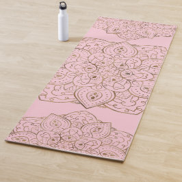 Esterilla De Yoga Lámina de oro falsa sobre mandala decorativa rosa 