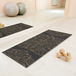Esterilla De Yoga Lámina de oro falso sobre mandala decorativa gris 