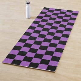 Esterilla De Yoga Lavanda y patrón negro de verificación