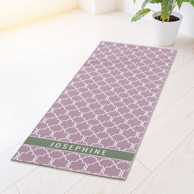 Esterilla De Yoga Lavender And Muted Green Trellis Pattern With Name (Subido por el creador)