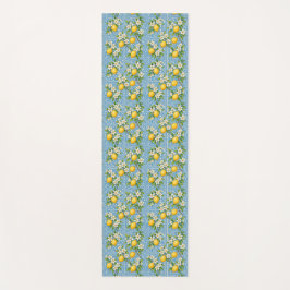 Esterilla De Yoga Lemon Watercolor Blue Mediterranean Tile Pattern