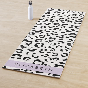 Esterilla De Yoga Leopard Print, Spots, Black And White, Tu Nombre