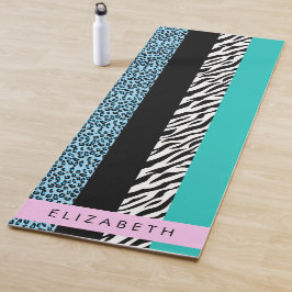 Esterilla De Yoga Leopard Print, Zebra Print, Blue, Your Name