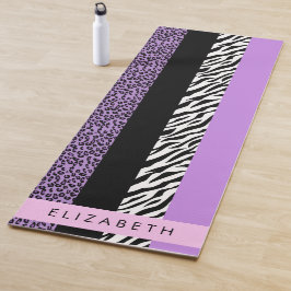 Esterilla De Yoga Leopard Print, Zebra Print, Purple, Tu Nombre