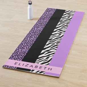 Esterilla De Yoga Leopard Print, Zebra Print, Purple, Tu Nombre