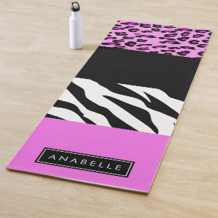 Esterilla De Yoga Leopardo Print, Zebra Print, Pink, Your Name