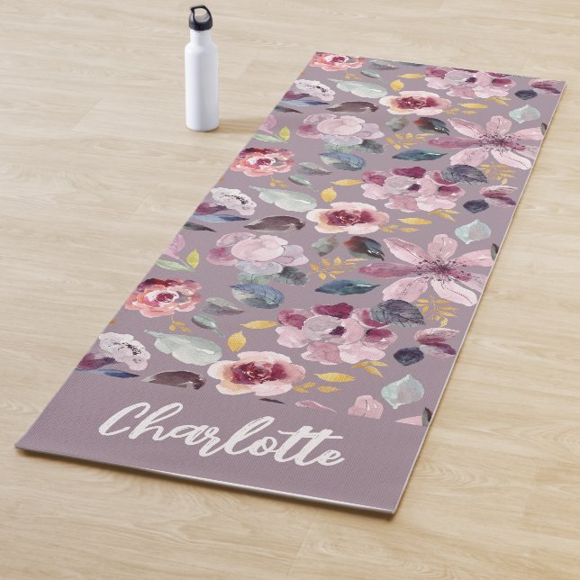 Esterilla De Yoga Lilac Floral Pattern Monogram  (In situ)
