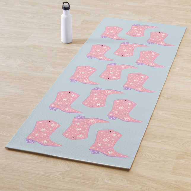 Esterilla De Yoga Lilac Lavender Cowgirl Boots Rodeo Patrón (In situ)