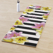 Lilies Striped Pattern Add Name or Initials Floral
