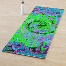 Esterilla De Yoga Lime Green Groovy Resumen Retro Liquid Swirl