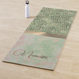 Esterilla De Yoga Lime Green Marble Purpurinoso Leopard Namaste